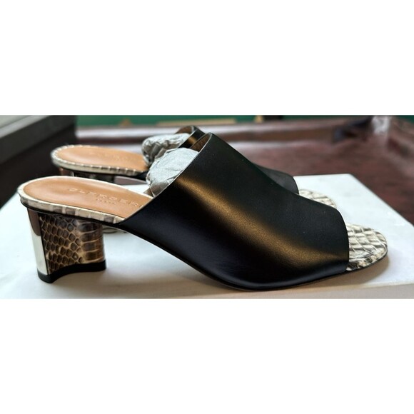 Clergerie Paris Women’s Slip On Heel Snake Print Size 7 New Black Leather - Picture 1 of 10